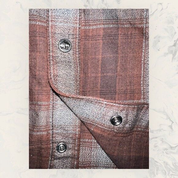 Ryan Michael Western Aztec Embroidered Long Sleeve Brown Snap Button Men’s XL - Picture 5 of 9